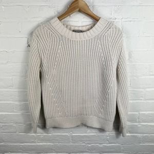 Everlane Women's Casual Pullover Knit Sweater Round Neck Long Sleeves White SZ S